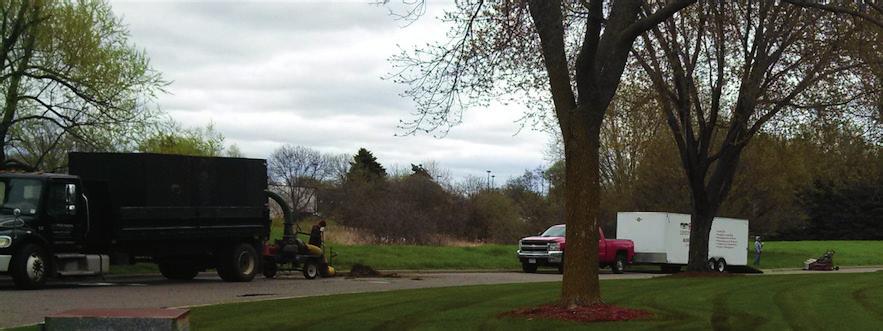 Our teams will come in blow out all the landscape beds, paved surfaces, and then vacuum