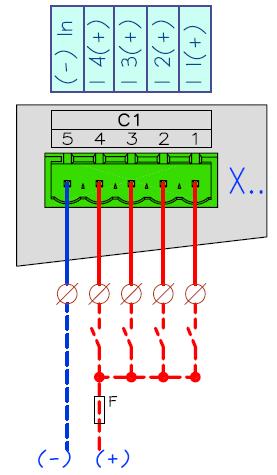 INSTALLATION - INPUTS 1 Field Inputs Field inputs are galvanically isolated by optocouplers and protected against surges, with a common signal per alarm group (4 points for Cm-0x