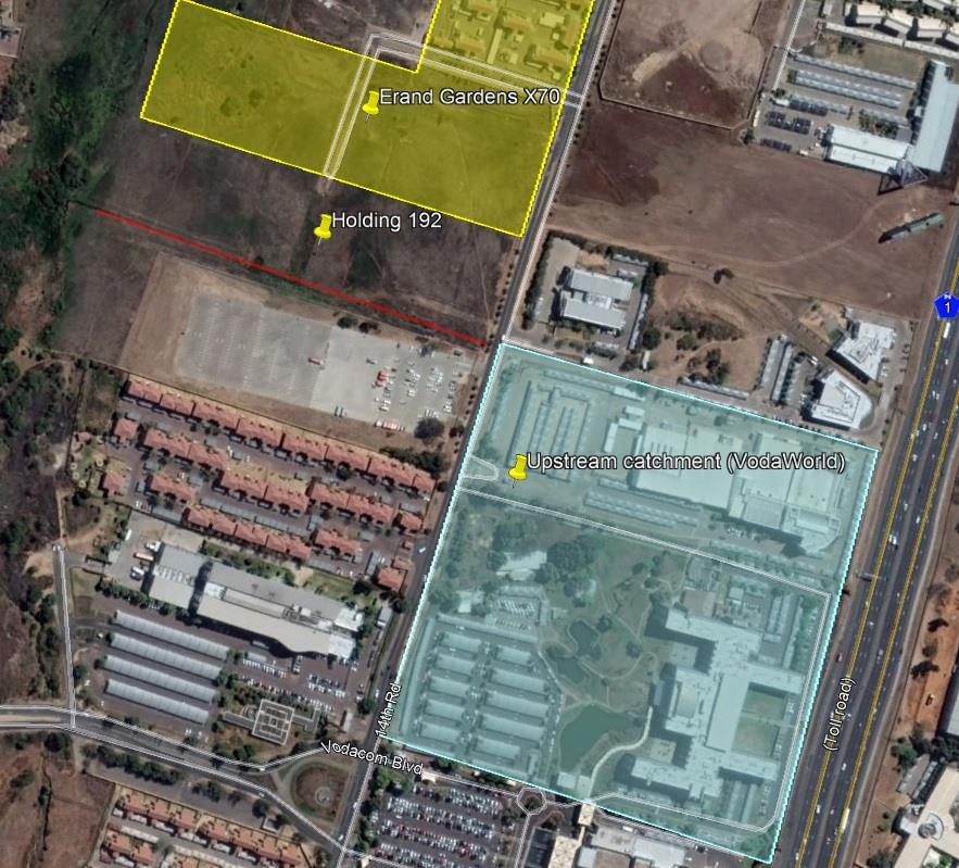 SWMP FOR ERAND GARDENS X70 Only the northern portion of Erf 765 Erand Gardens has been developed till date and the stormwater runoff from this development drains through an internal road and