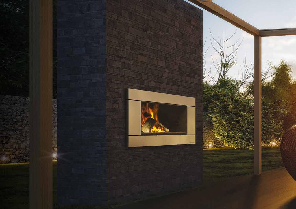 E Series_ OUTDOOR GAS OR WOOD Our outdoor wood fire makes a very dramatic statement to any outdoor setting and our outdoor gas fireplace becomes the conversation hub with just a simple push of a