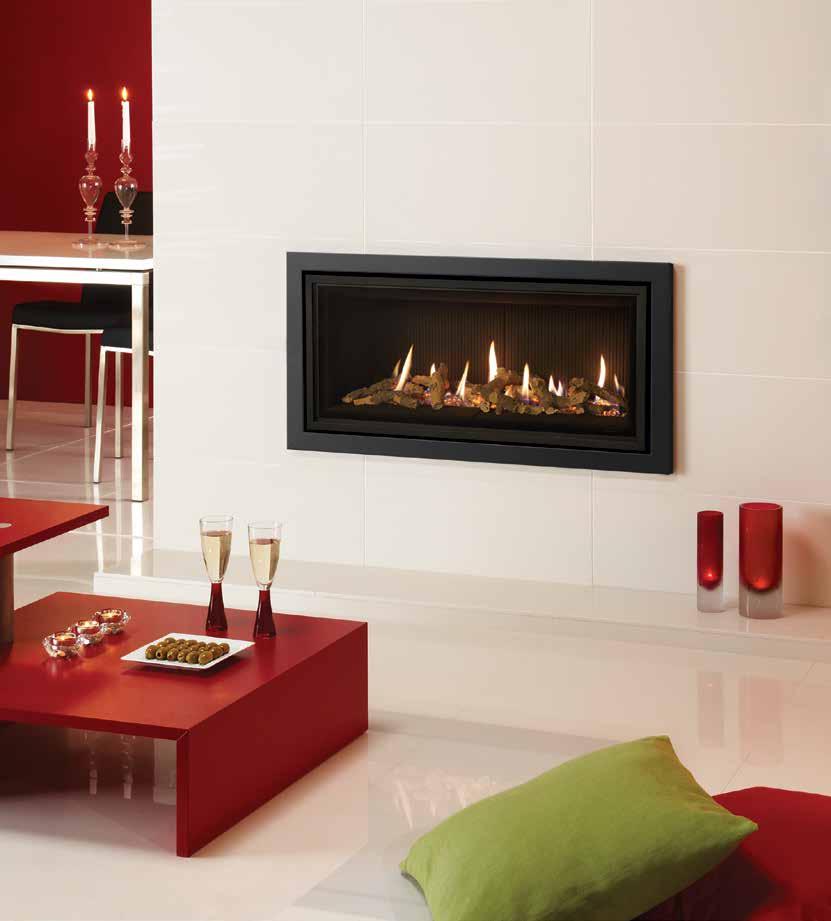 Studio 2 Gas Profil with log-effect fuel bed and Black Reeded lining Studio Edge & Cool Wall Kits Full installation information, including the requirement for the use of heat resistant board and high