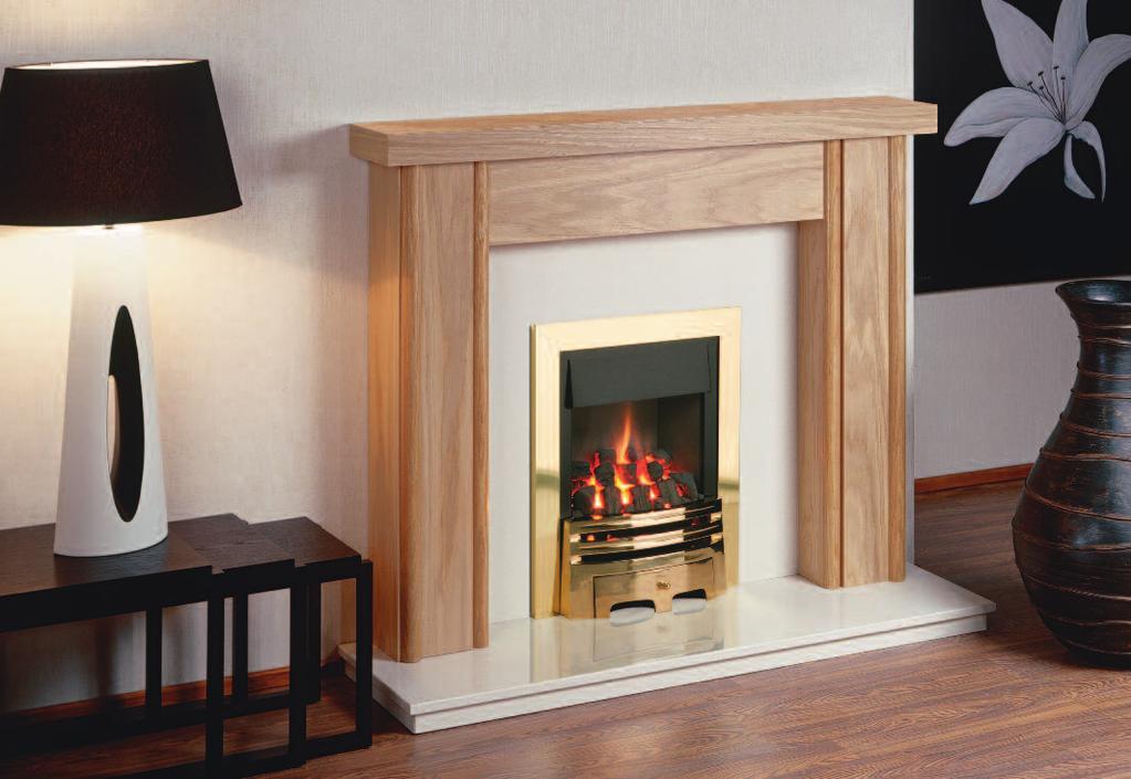 The Slimline Radiant H.E. Slimline Radiant H.E. (Hole in the Wall model) complete with Lacquered Brushed Stainless Contemporary Trim, and Marfil Stone finish Outer frame Slimline Radiant H.