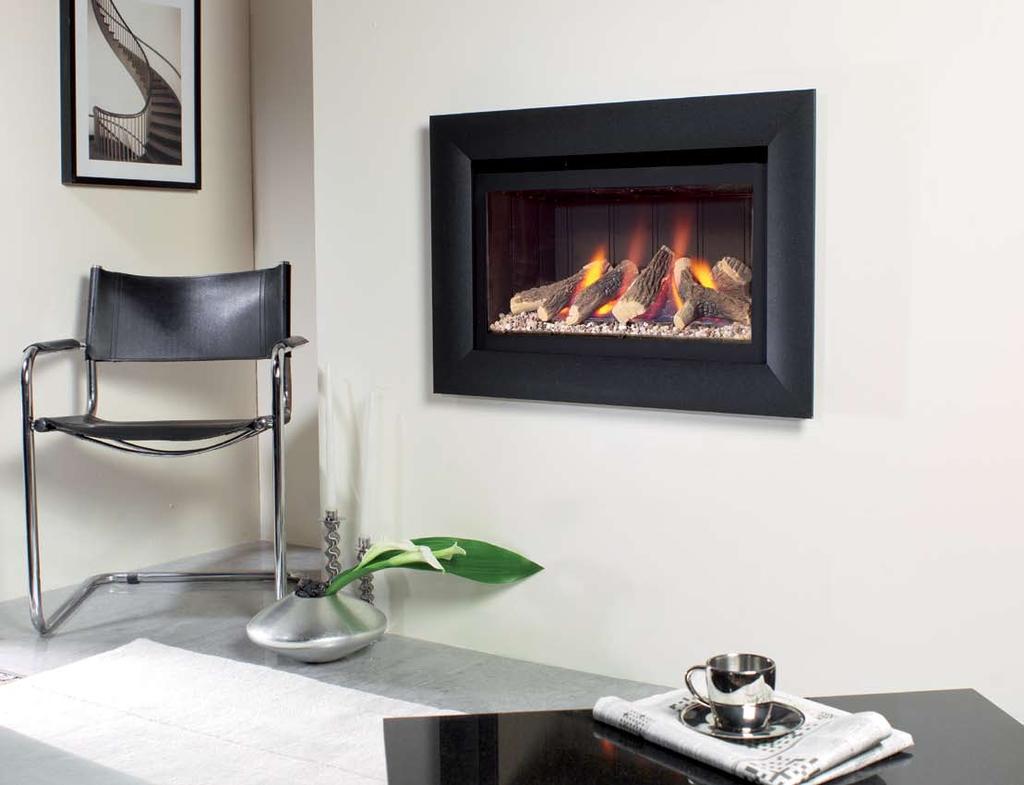 This stunning glass fronted hole-in-the-wall fire features a realistic log fuel bed and comes in a range of fascia and back panel colour combinations.