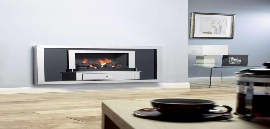 The Calibre Balanced Flue gas fire boasts efficiency of up to 94% and features a full depth coal fuel bed.