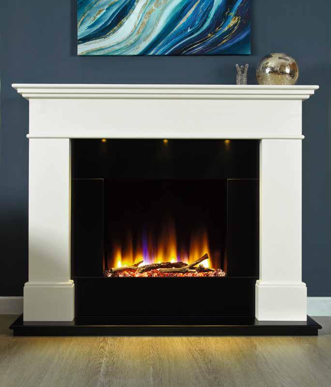 Ultiflame VR Adour Illumia in Smooth White ultiflame vr adour illumia High quality Premier board surround Virtual flame Real fire experience Crystal