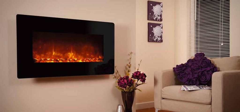 9kW Variable flame dimmer with four settings Two heat levels and a flame effect only option Operated via remote control