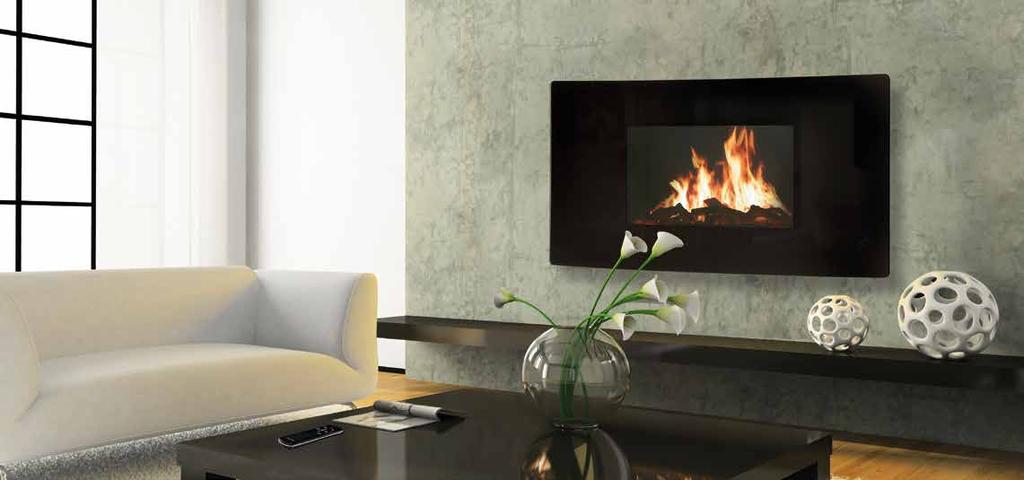 puraflame curved with smouldering log flame picture Watch the video puraflame curved Wall mounted only 3 Realistic Flame Movies 2kW 5 Flame Speed settings Real Fire Sounds with 5 volume levels Up to