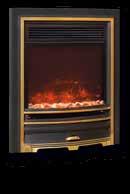 rebated surround Available in a choice of two colours; Silver and Gold electriflame xd arcadia in Gold ( x x ) eat Output igh eat Output - Low 612mm x 528mm x 63mm inset + 118mm fascia and spacer