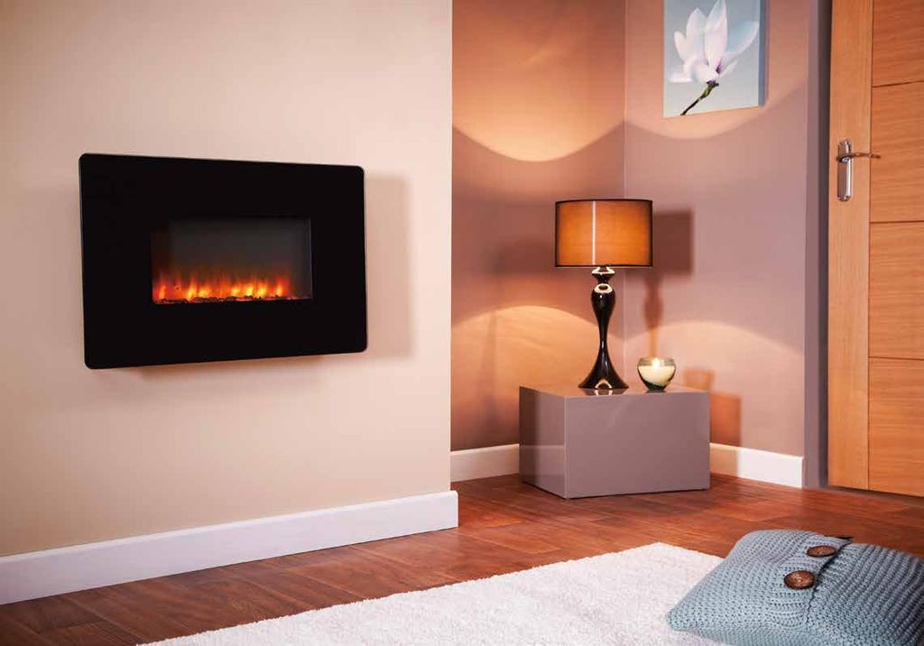 accent & flamonik range Accent hang-on-the-wall electric fires use ribbon flame technology to create a beautiful flame effect with a comforting under bed glow.
