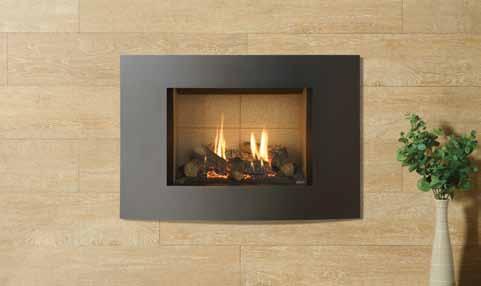 This thoughtfully designed frame, with its horizontal curve and smart graphite finish, forms the perfect contemporary counterbalance to the traditional aesthetics of the highly realistic log-effect