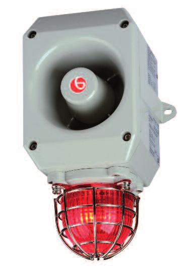 The alarm horn sounder can also be combined with either a 5 or 10 Joule Xenon strobe beacon which features field replaceable prismatic coloured lenses.