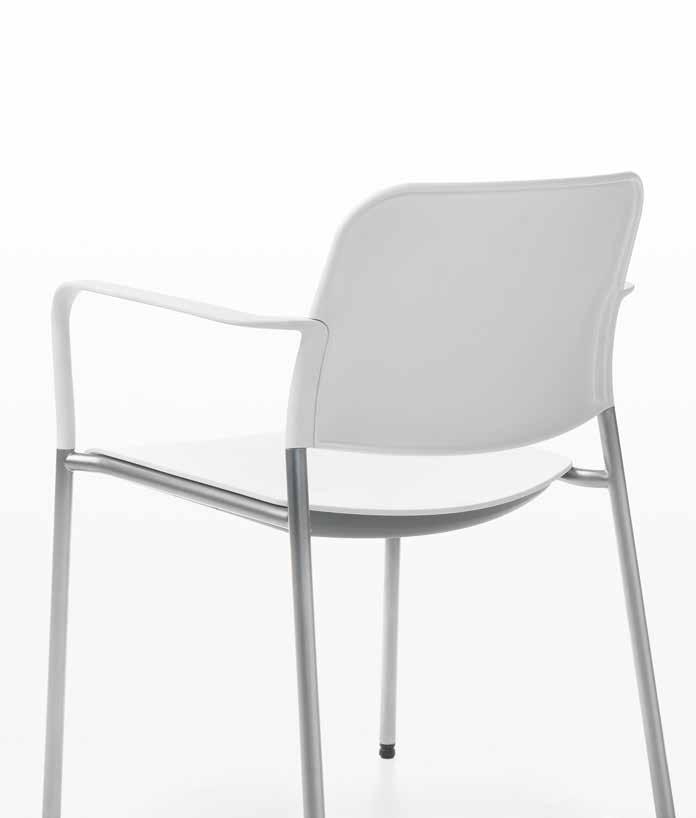 Multi-functional chair with dozens of varied configurations: 4-legged or cantilever frame, with a plastic or upholstered