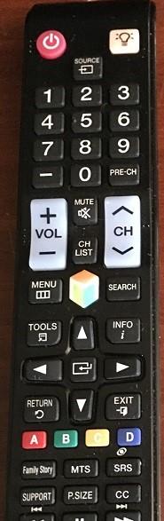 TO WATCH AMAZON, YOUTUBE OR NETFLIX Our SAMSUNG Smart TV has direct apps for several services. To access them, use the SAMSUNG REMOTE. SAMSUNG 1) Press the red POWER button on the upper left.
