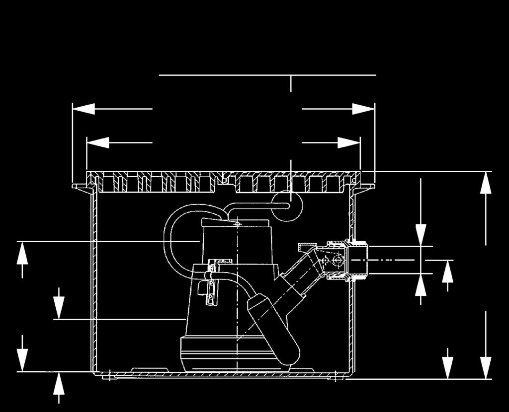 for wastewater without sewage Minilift Installation in a concrete slab/floor Illustration and dimensioned drawing 90 7 Lifting station Minilift made of polymer for underground installation With