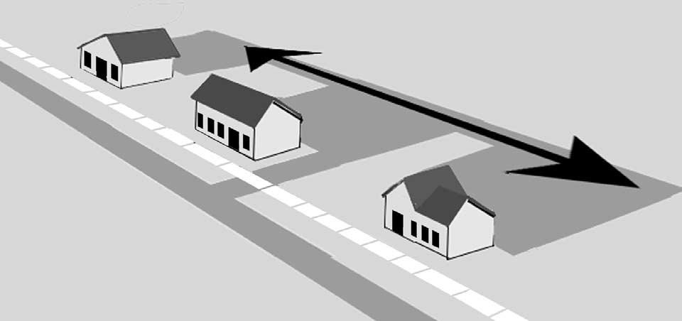 Develop shared parking standards to reduce the amount of parking Connect secondary roads or parking aeas of the back of lots. Require shared driveways.