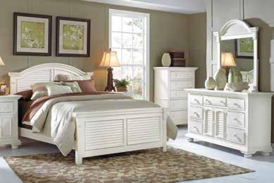 Accompanied by landscape mirror and 8-drawer dresser with beautiful reeded accents and full-extension drawer glides.