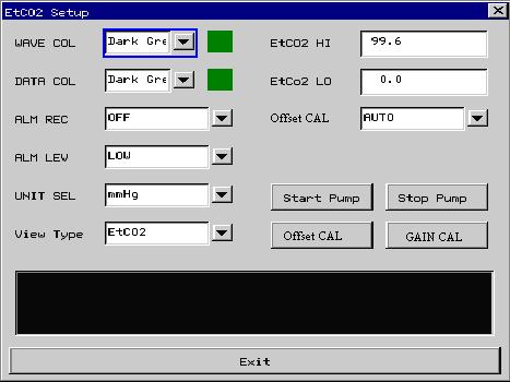5.7.2 Setup of EtCO2 parameters Select <EtCO2> button in System Menu, then will present a screen as follow (Fig. 5-7-2). We can set the EtCO2 parameters. Fig.