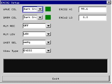 5.8.4 Setup of EtCO2 parameters Select <EtCO2> button in System Menu, then will present a screen as follow (Fig. 5-8-4). We can set the EtCO2 parameters. Fig.