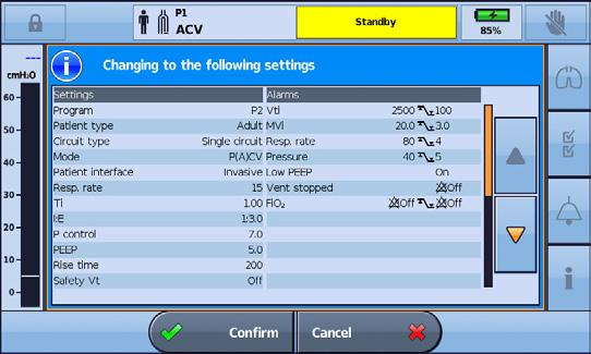 Using the Astral device To change between programs: 1. From the Patient home screen, select the program you want to use. A summary of the program settings will be displayed. 2.