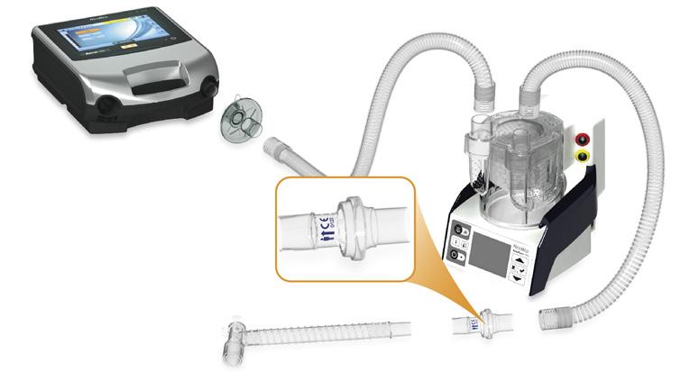 Attach the patient interface (eg, mask) to the Leak valve or the free end of the air tubing as appropriate and adjust the mask type setting on the Astral device.