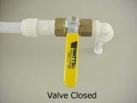 Turn the handle as shown to either Bypass or Normal flow through the water heater.