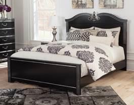 beds also available (see youth section) Beds available: B301 Navoni Traditional design in a replicated black finish Features broken pediment style mirror and headboard design Antique silver metalized