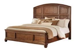 (Signature Design Millennium) Traditional lodge design made with hardwood solids and white oak veneers Wire brushed finish in a medium brown color with grayed effect Panel and sleigh headboards can