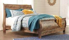 a burnished replicated oak finish Sleigh bed, panel bed and storage footboard bed available in this group Features substantial antique brass color drawer handles Slim USB charger located