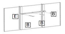 . STEP 4. Align the holes in the wall bracket (E) with the pilot holes and drywall anchors.