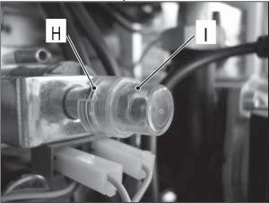5) and connect the gauge. Figure 15.5 Remove the protection cap I (Fig. 15.7) from the mechanical pressure adjustment components levering with a fl at screwdriver in the slots H.
