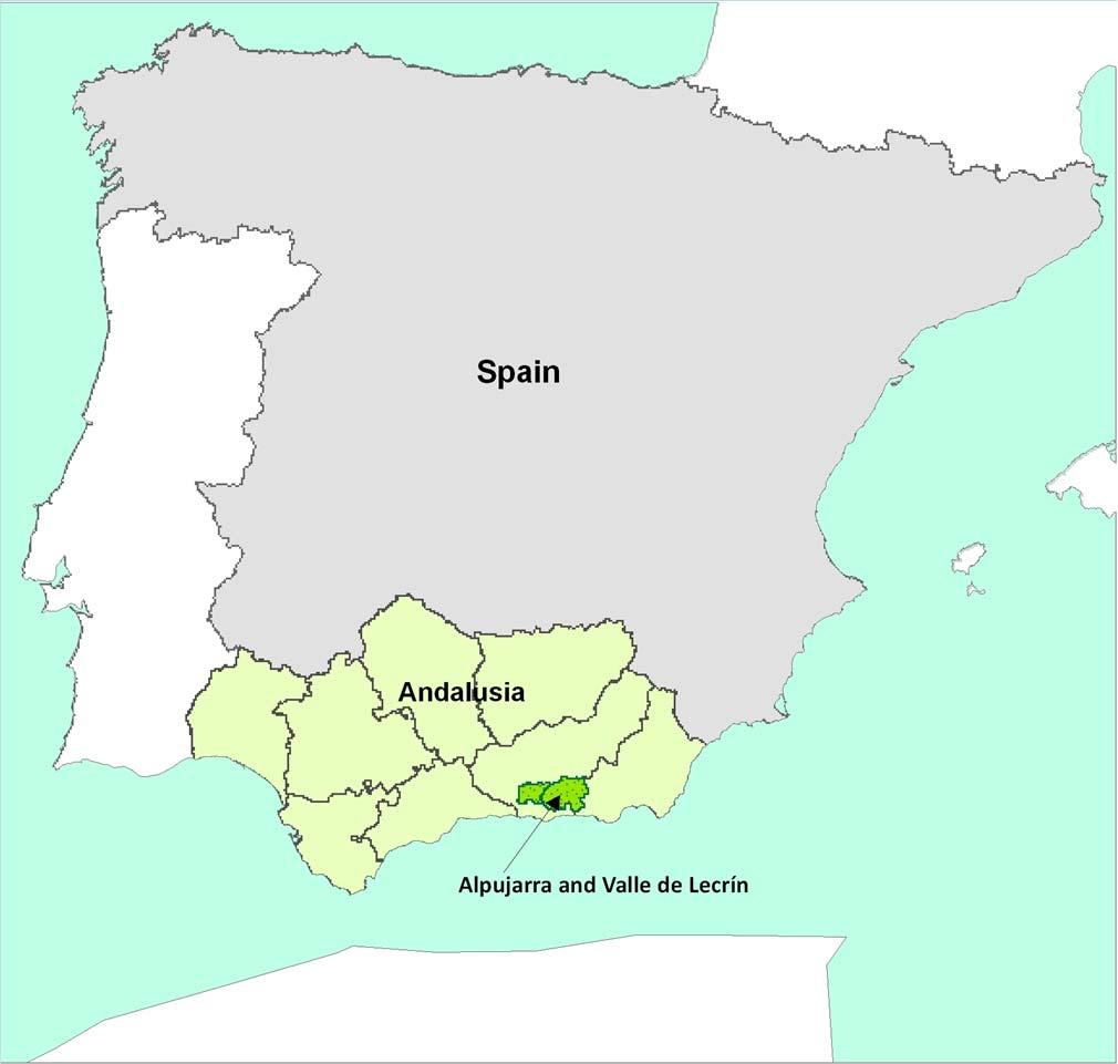 2. Study case nº 1. Wind power in the Autonomous Region of Andalusia - Alpujarra and Valle de Lecrín 2.1. Geographic and socio-economic data Total Andalusia s installed wind power capacity of 3000 MW by 2011.