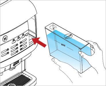 Please follow the instruction to refill the water tank. 1. Grab the tank in the handle at the front.