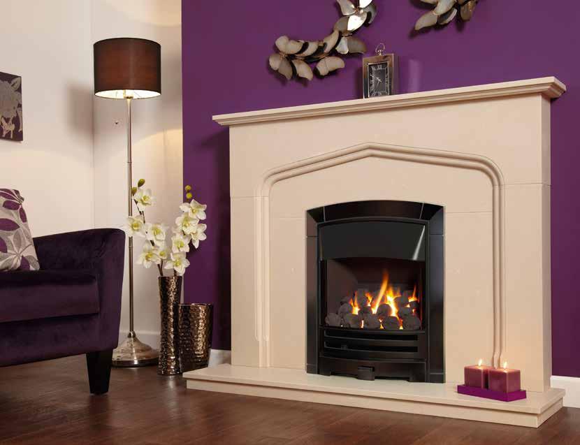 Showroom Exclusive Decadence Plus and HE High Richmond Plus in brass High Decadence Plus & HE Pre-Cast Flue Richmond Plus in silver Richmond Plus & Standard This striking open fronted full depth gas