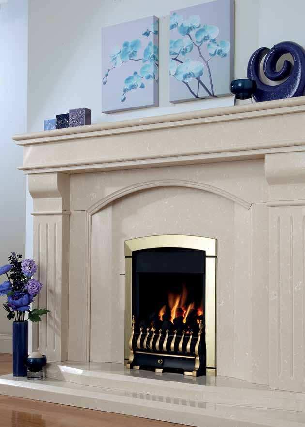 The Calypso Plus is a striking open fronted full depth convector gas fire with a net efficiency of 70% and a heat output of 4.4kW.