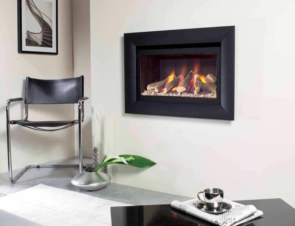 This stunning glass fronted hole-in-the-wall fire has petite dimensions and a highly realistic log fuel bed.
