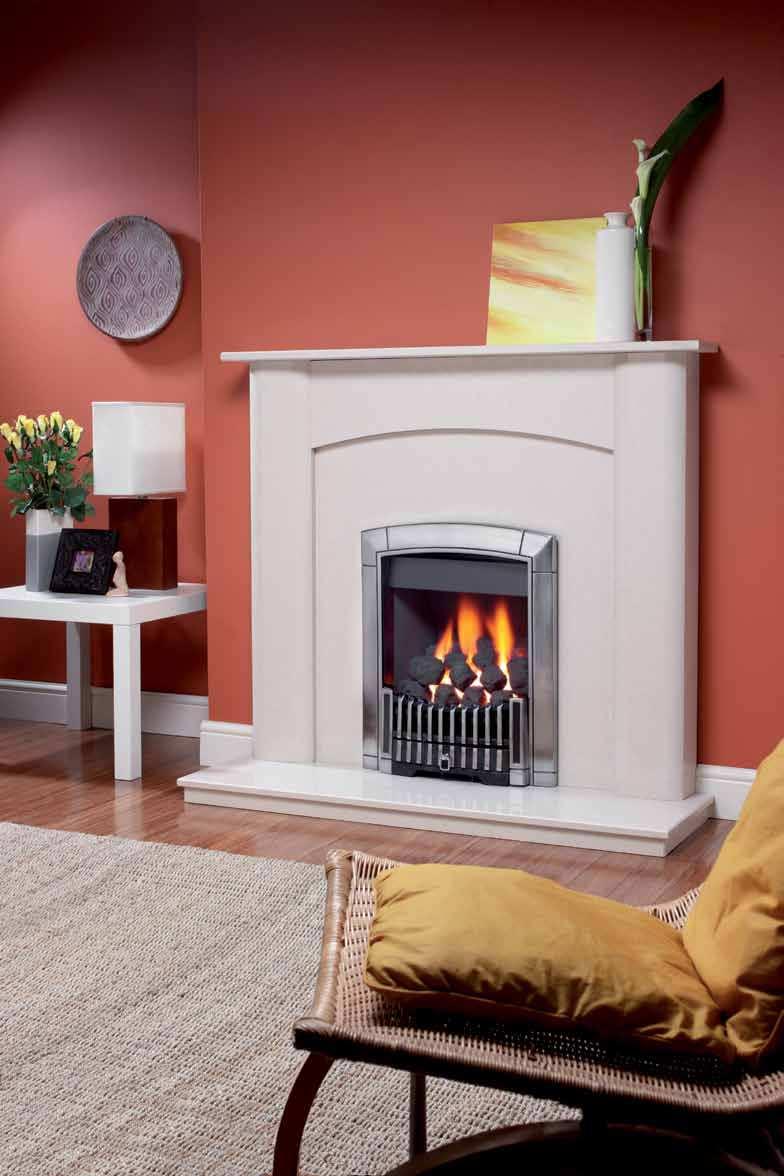 The Caress is an open fronted full depth living flame effect convector fire which boasts an impressive 4kW heat output.