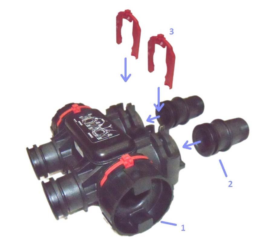7. See how the Fleck by pass is connected. Note that Items 2 in Fig 4 (below) are the pipe connectors and the other end is what gets attached to the control valve.