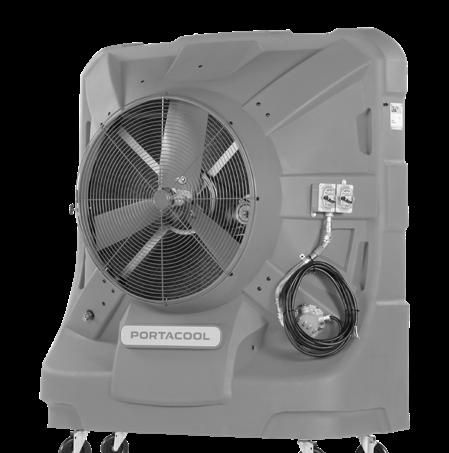 media should appear wet before starting the fan. Check the water gauge to monitor water level in tank. The water adjustment valve on each portable evaporative cooler is set at max flow.