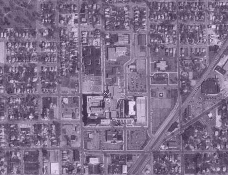Figure 6. This aerial photograph shows the surrounding context and the campus for St. Elizabeth Medical Center. The image shows how the medical center campus is self inclusive, with St.