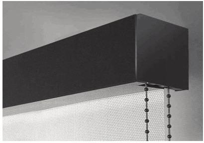 Fascia & Cassette Options 3 and 4 Square Aluminum Fascia Valance: These L -shaped aluminum extrusions cover the front and bottom of the roller. Valances lock to brackets by means of snap-in fittings.