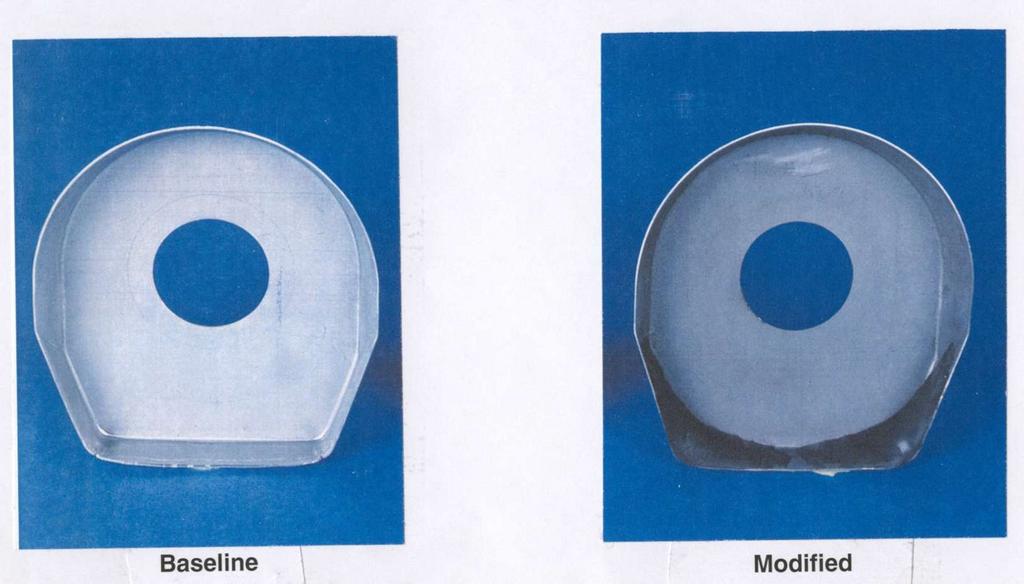 Copyright SFA - InterNoise 2000 4 Figure 3: Comparison of the modified stone shield with the baseline. Figure 4: Comparison of the baseline VWF with the one with unequal blade spacing.