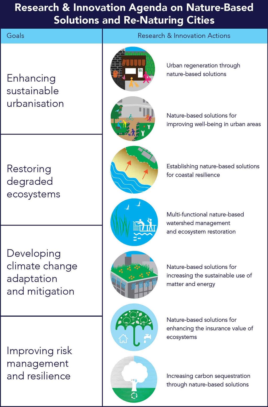 Stimulate economic growth as well as improving the environment, making cities more attractive, and enhancing human well-being Improve the resilience of ecosystems, enabling them to deliver vital