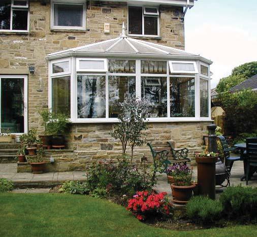The conservatory they chose is a three facet Victorian with a polycarbonate roof.