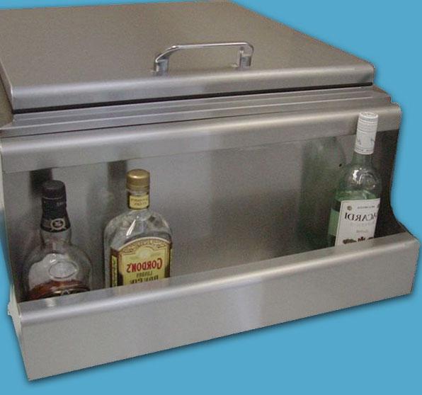 Tilt Out from Cabinet Ice Drawer Accommodates Bag of Ice 16 7/8 w x 10 1/8 h x 11 3/4 deep  top 24 x 24 chest 23 3/4 w x 23 3/4 front to