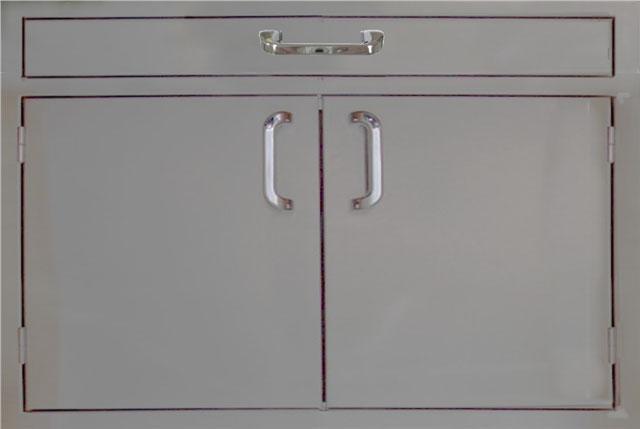 open into the cabinet as shown or can be ordered fully enclosed.