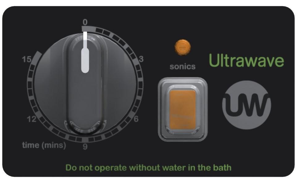 Manual I Control Panel Instructions (U50, U95, U100, U300) To switch on the ultrasonics: Turn the Timer dial to the desired time, and the press the SONICS button.