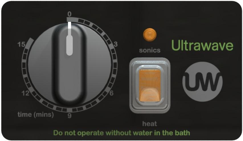 Manual II Control Panel Instructions (U100H) To switch on the ultrasonic activity: Turn the Timer dial to the desired time, and the ultrasonics will automatically begin. The SONICS light will glow.