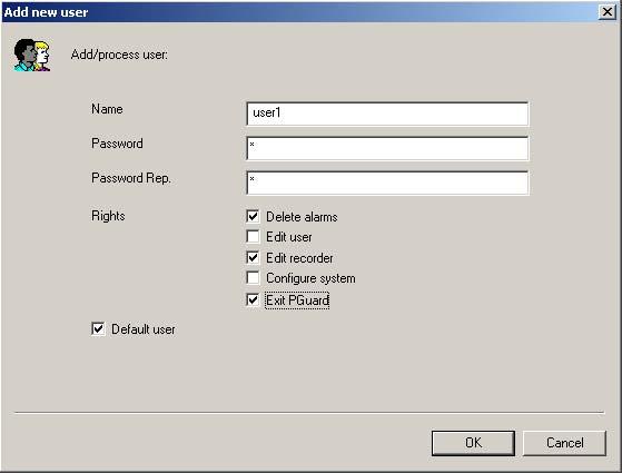 Software PGuard-Multiuser 3.2.1 Create user Switch to the User tab in the Configuration dialog and click on New. The Add new user dialog will open. Fig.