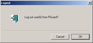 3-4 1 2 Change from default user to another user Click on Log on/off (2). Enter the data for the new user in the Log on to PGuard dialog. Click on OK.