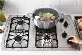 Continuous and sturdy cast iron pot supports.  frying. Infinite heat setting controls to suit your needs.